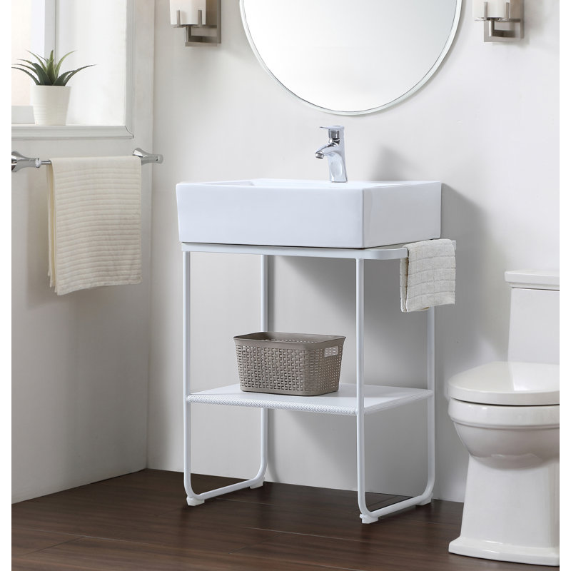 Ensemble de meuble-lavabo simple 25,5 po Tyshianna, Blanc