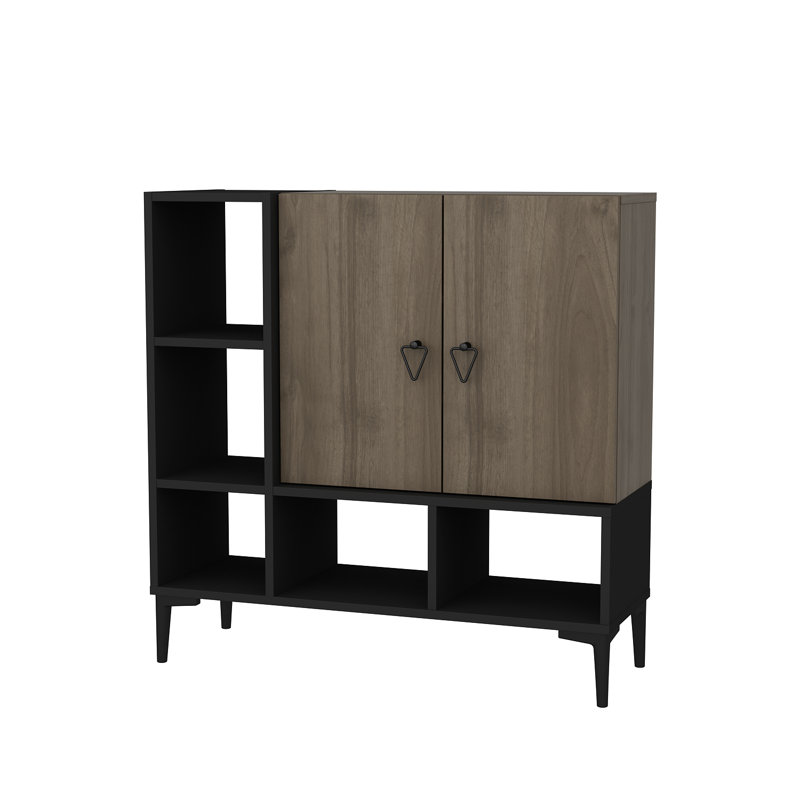 11 Pair Stackable Shoe Storage, Walnut/Black