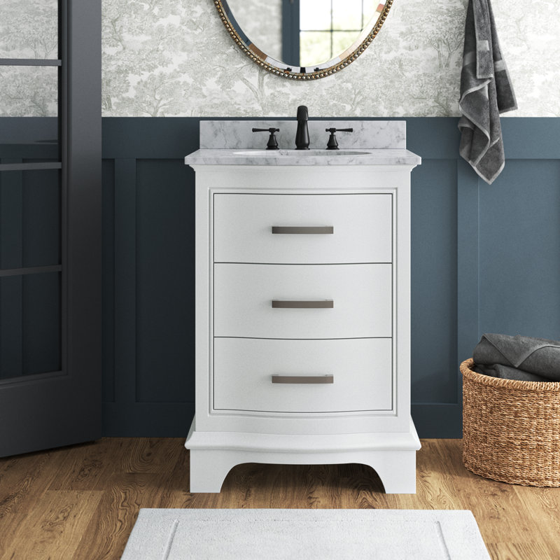 Ensemble de meuble-lavabo simple 24 po Goleta, Blanc / nickel brossé
