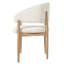 Chaise de salle à manger Liora, de style moderne du milieu du siècle, en bois d'hévéa, avec accoudoirs incurvés, assise rembourrée et dossier enveloppant.-135743934-135743936