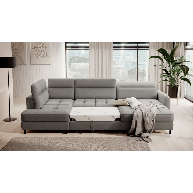 Mela 5 Seater Sofa Bed, Grey, Right Hand Facing
