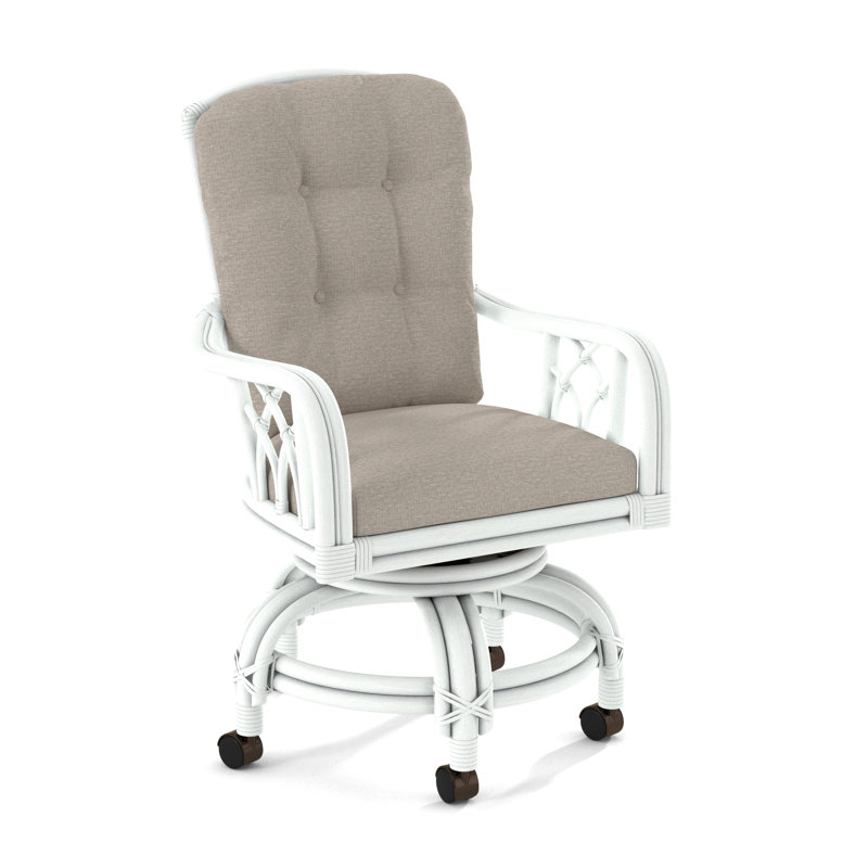 Edgewater Castered Arm Chair, Beige Performance Fabric; 0851-73, Frost White