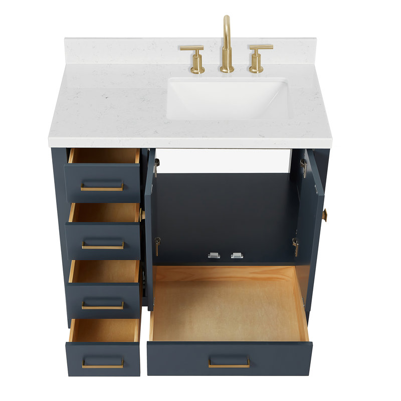  Meuble-lavabo simple 36,25 po avec comptoir, Bleu minuit