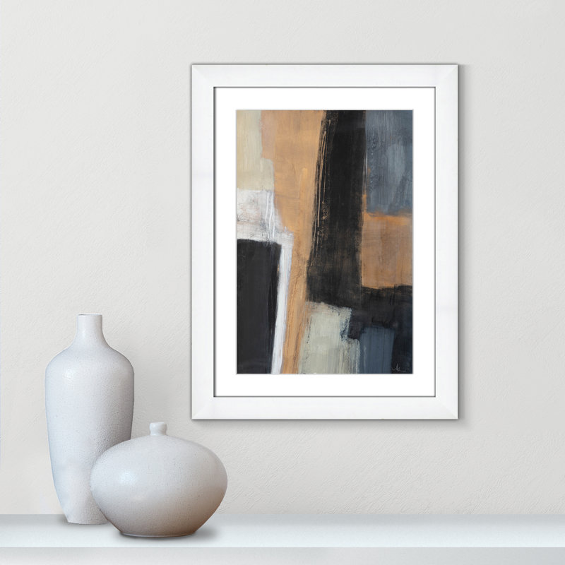 Calderon Karl Metallic Slate I, impression encadrée sur papier, Cadre cubique blanc mat, H 24,5 po x l 18,5 po x P 1,25 po
