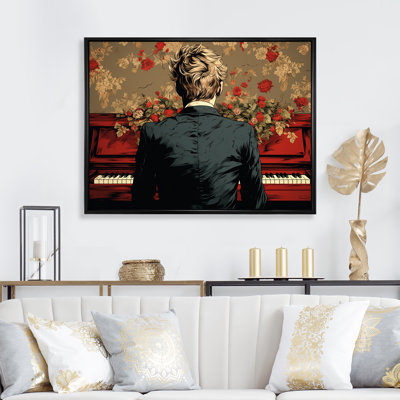«Vintage Red Classic Classic Musician Gelegance», art mural piano