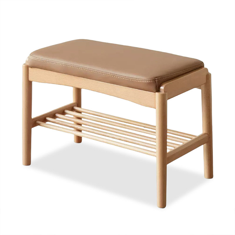 Banc brun en similicuir rembourré Burlywood, 16.54" H x 23.62" W x 11.81"D