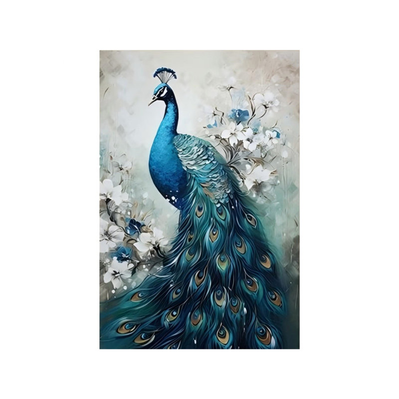 Paon bleu et art mural sur toile sans cadre 12 "x 18"