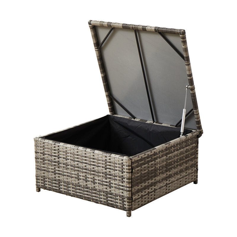 Patio With Cushions - Make Your Porch A Cozy Retreat. Iron Frame Powder Coating. Handwoven Pe In Grey Blend. Water- Blue And Cushion Padding. Ideal For Patio, Deck, Backyard, Or Outdoor Unwind