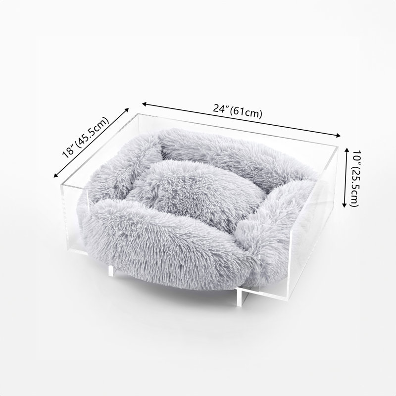 Filiasse Lucite Calming Fluffy Pet Bed with Washable Cushion