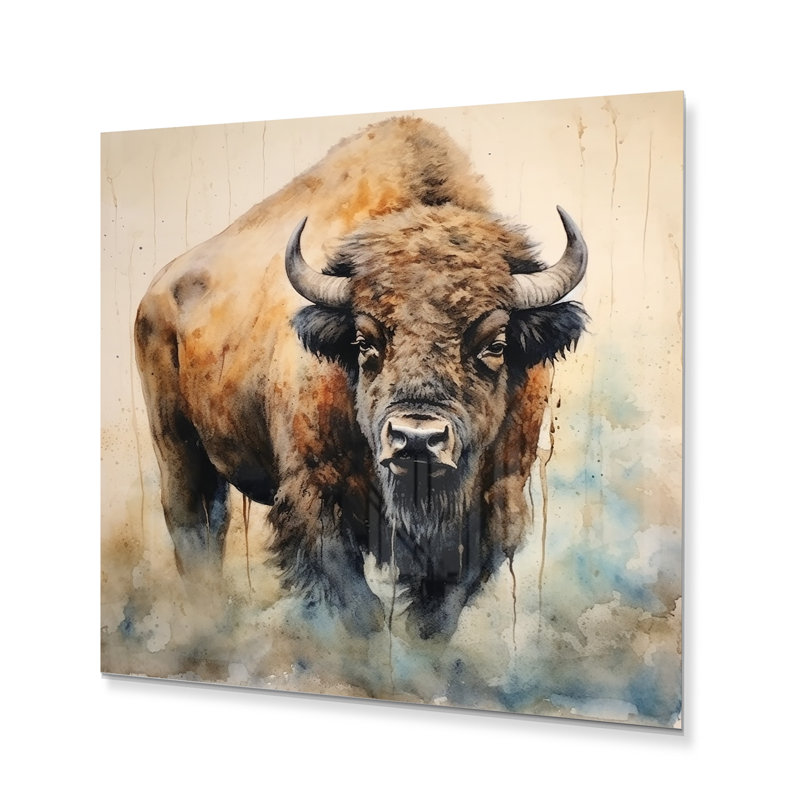 Buffalo Majesty - animaux, art mural en métal, salon, H 36 po x l 36 po x P 1 po