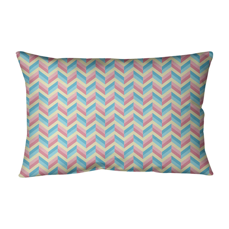 Katelyn Elizabeth Chevron Linen Reversible Throw Pillow, Blue/Pink, No Fill