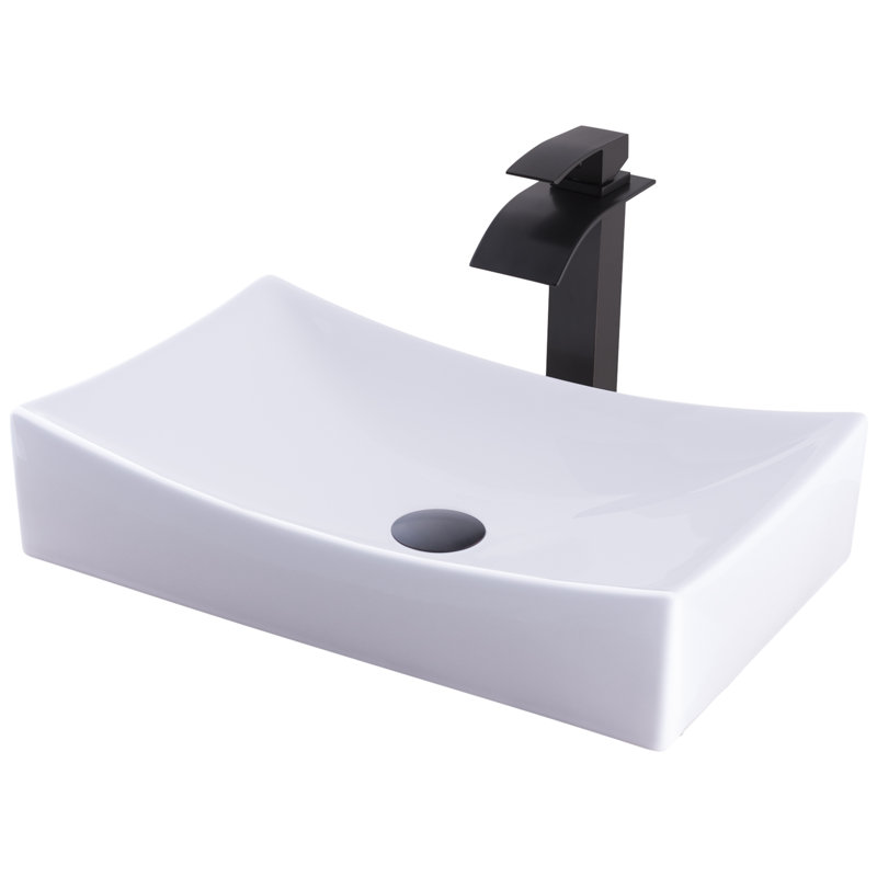 Novatto 21.75'' Porcelain Rectangular Bathroom Sink, White, Oil Rubbed Bronze