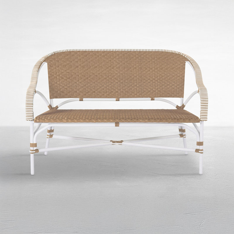 Causeuse d'extérieur Savoy N-Dura, No Welt, Linen Chambray, Chalk And White & Natural