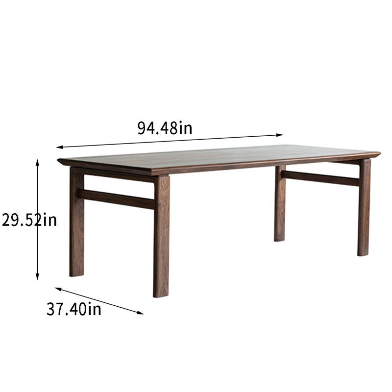 Walnut Solid Wood Dining Table, 37.4" W x 94.48" L