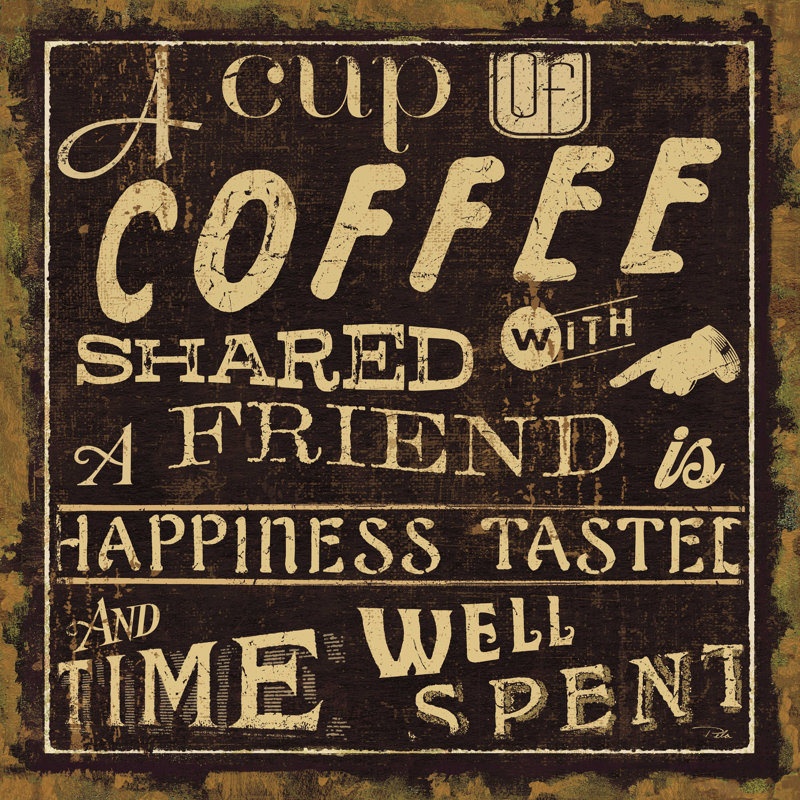 «Coffee Quote I» par Pela Studio, reproduction sur toile tendue, H 12 po x l 12 po