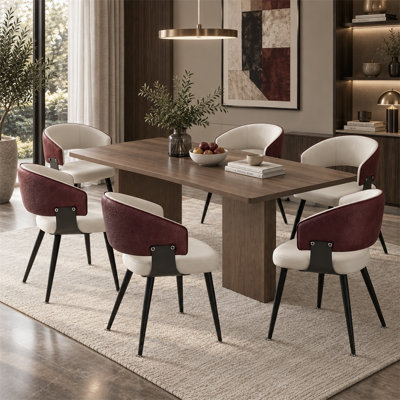 Ensemble de 2 chaises de salle à manger modernes rembourrées avec accoudoirs, en cuir microfibre bicolore