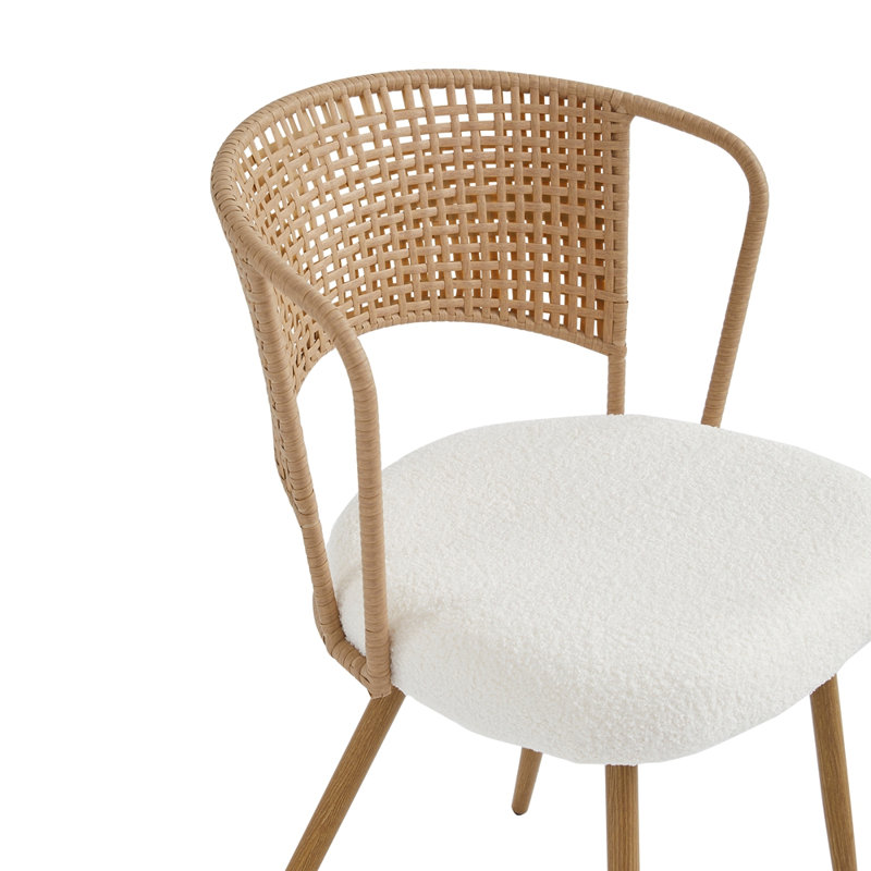 Chaise de salle à manger à oreilles avec pieds en métal, 2, Brun