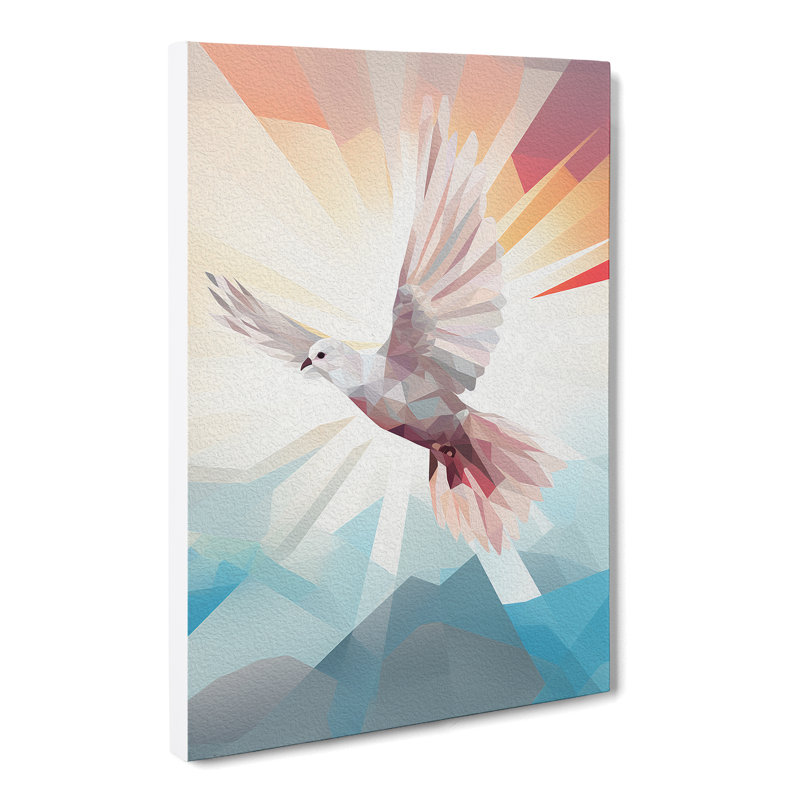 Dove Bird Geometric No.2 - Wrapped Canvas, 50cm H x 35cm W x 3cm D