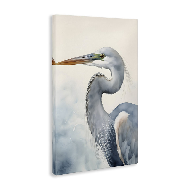Art mural sur toile «Quiet Heron regardant à gauche» par Petal Prints Design, H 24 po x l 16 po