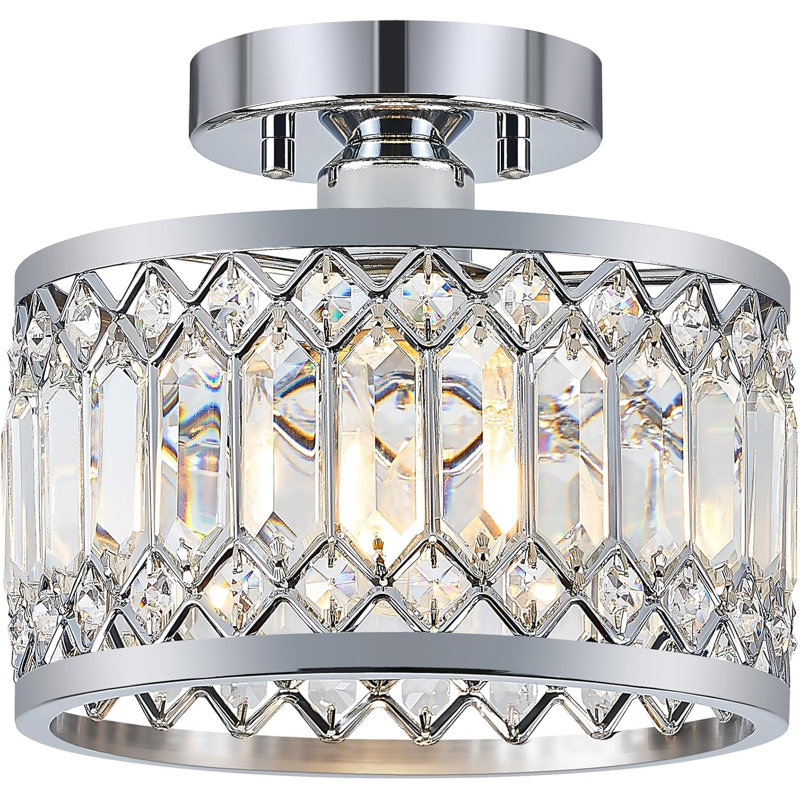 Plafonnier semi-encastré Modern Crystal, Chrome chrome