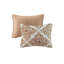 Courtepointe 6 pièces avec coussins décoratifs très grand / très grand - motif de feuille, réversible, mélange de coton, imprimé taupe réversible, froissé-116011294-116011296