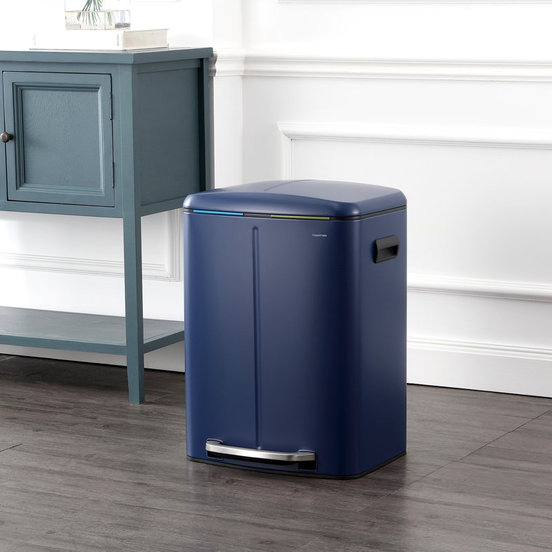 Denim Blue Stainless Steel 10.6-Gallon Step Trash Can