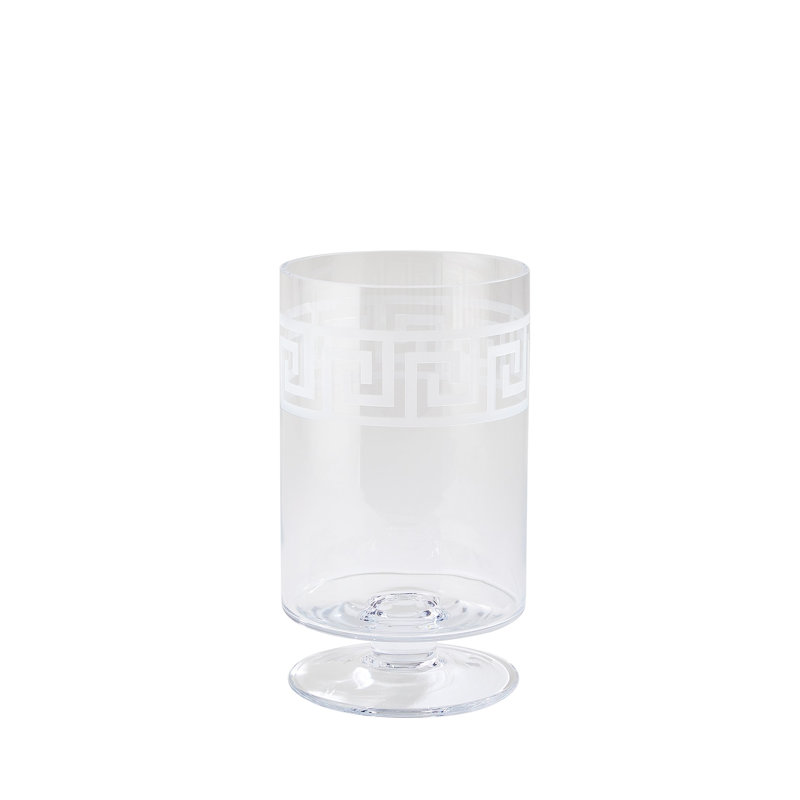 Etched Greek Handmade Glass Table Vase, 13.5" H x 7.75" W x 7.75" D