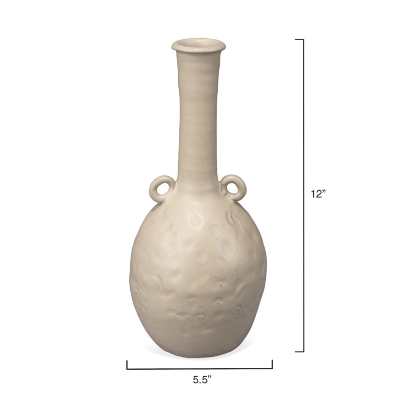 Handmade Beige Ceramic Decorative Table Vase