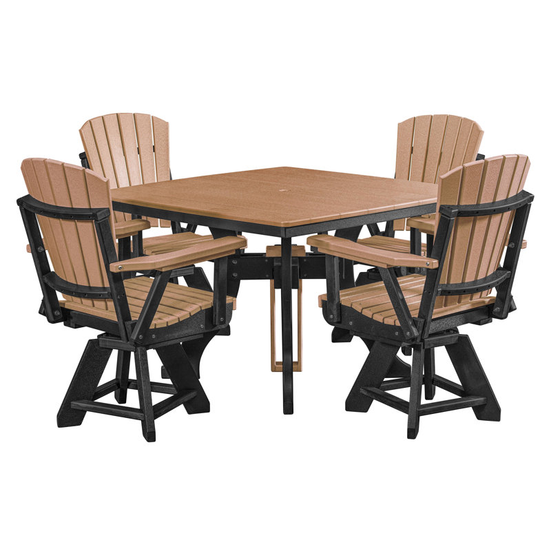 Alyxzander 4 - Person Patio Dining Set with Square Table, Black/Brown