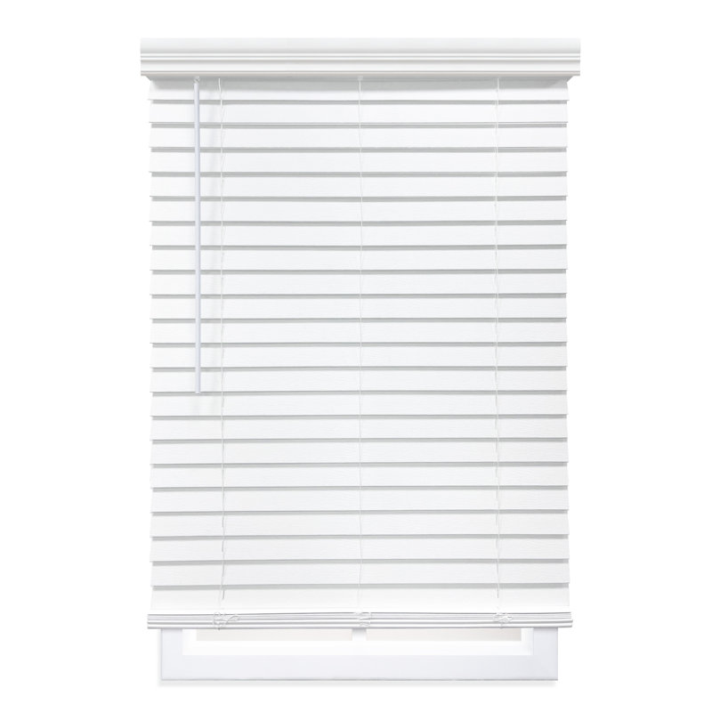2 inch Room Darkening, Cordless Faux Wood Holizontal/Venetian Textured Finished Blind, Simply White, 35"W x 48"L