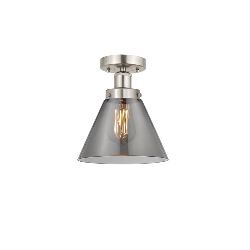 Congerville Glass Semi Flush Mount, Plated Smoke, Brushed Satin Nickel