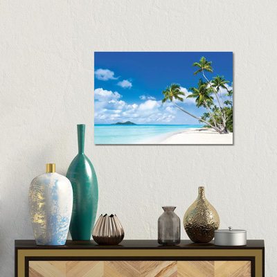 Plage tropicale avec palmiers - Giclée sur toile tendue avec châssis