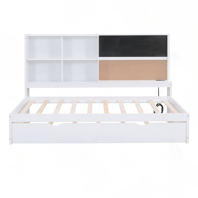 Lit de jour simple avec tablettes de rangement, Lit simple
