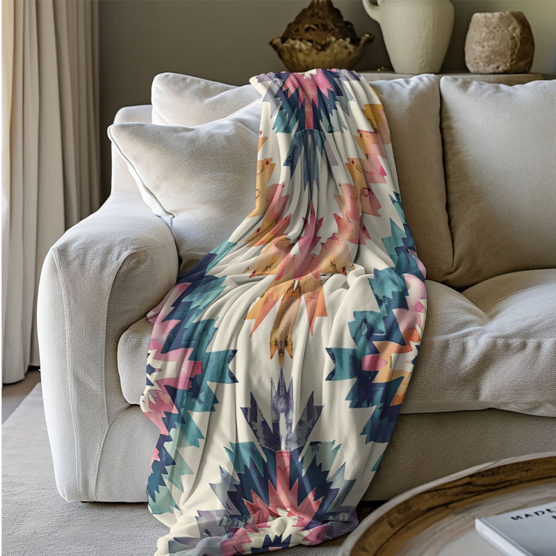 Desert Geometrics - Couverture sherpa de qualité supérieure 1 pièce, Grand lit