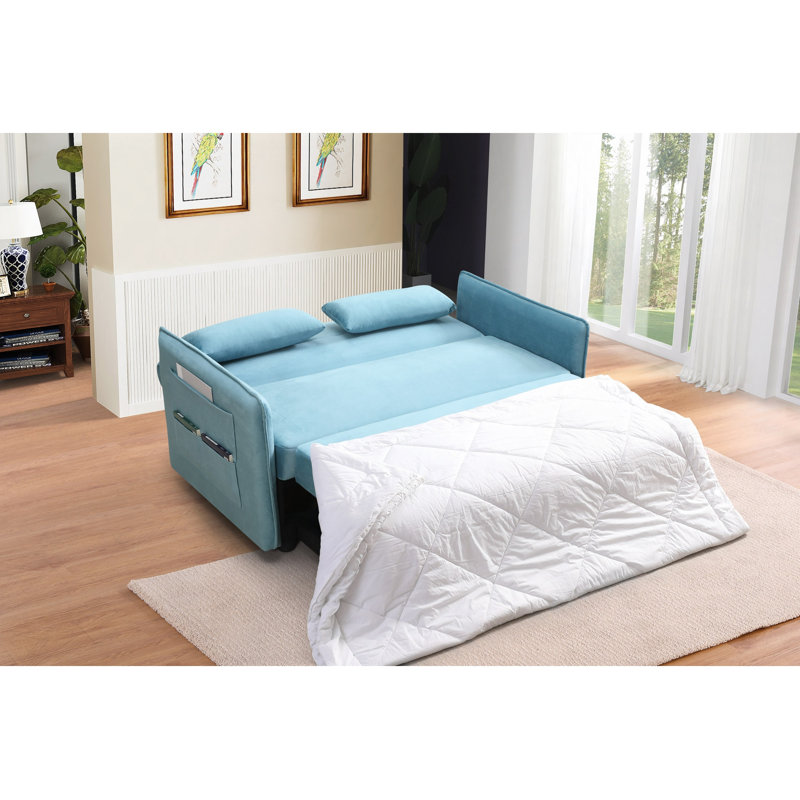 Canapé-lit escamotable, méridienne ajustable avec 2 poches latérales et 2 coussins pour le bureau personnel