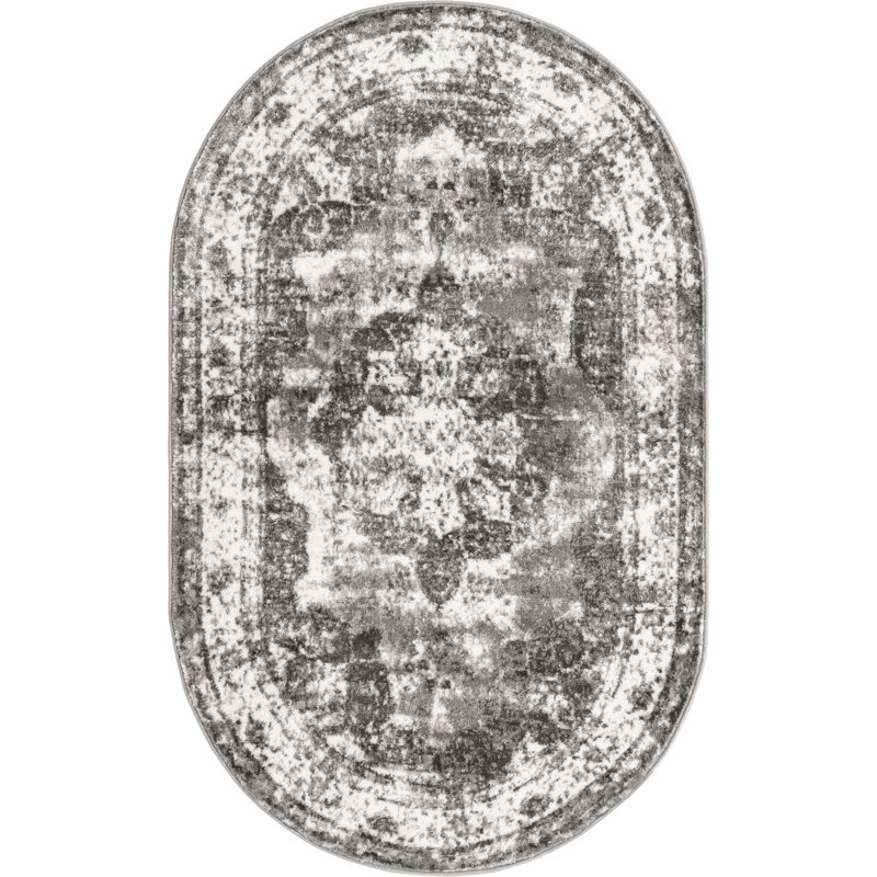 Tapis oriental Brandt, Gris, Oval 3'3" x 5'3"