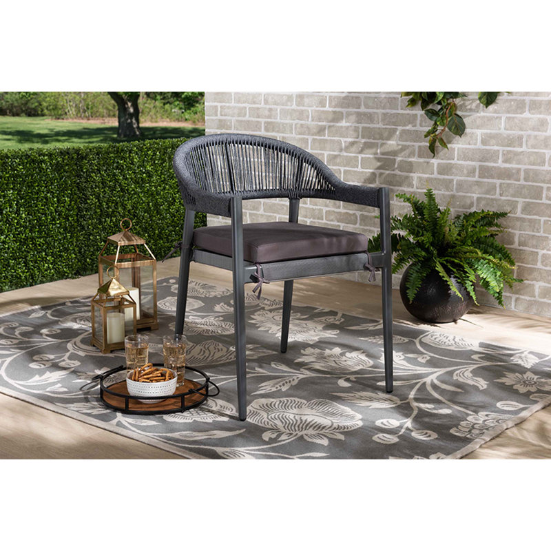 Fauteuil de salle à manger de patio avec coussin Alfonzia