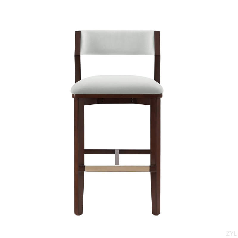 Tabouret de comptoir en chenille Evalyn, Velours blanc