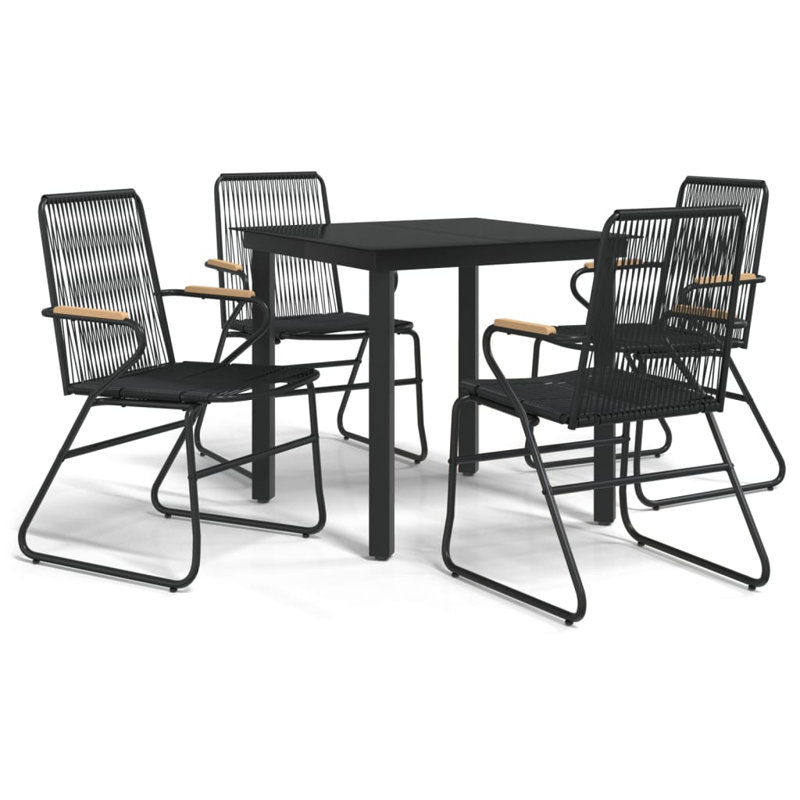 Kaiti 4 - Person Wicker Patio Dining Set with Rectangular Table, 74cm H x 80cm W x 80cm D