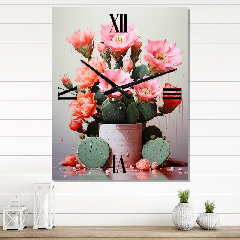 Cactus Raspberry Reserve - Horloge murale surdimensionnée Cactus, Très grand