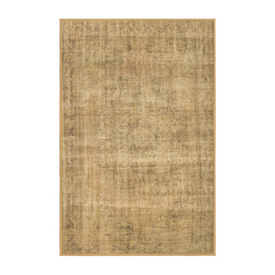 Tapis oriental brun / gris en laine et polyester tissé à la machine 8 pi x 10 pi Damylah