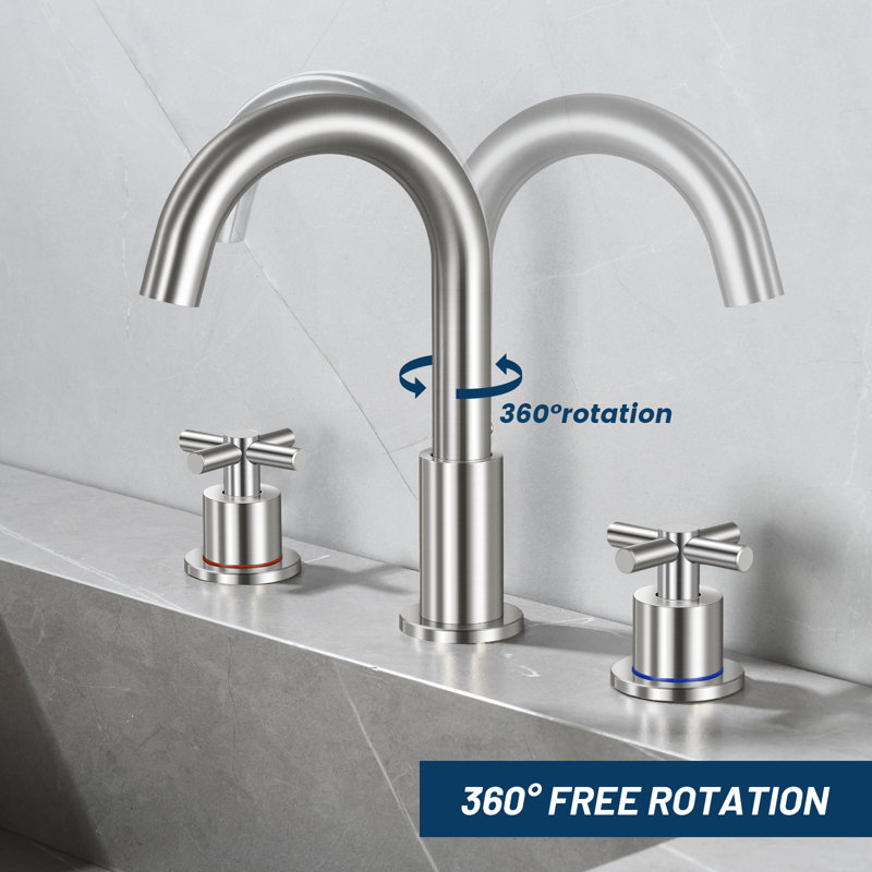 Brushed Nickel Double Handle High Arc Bathroom Faucet