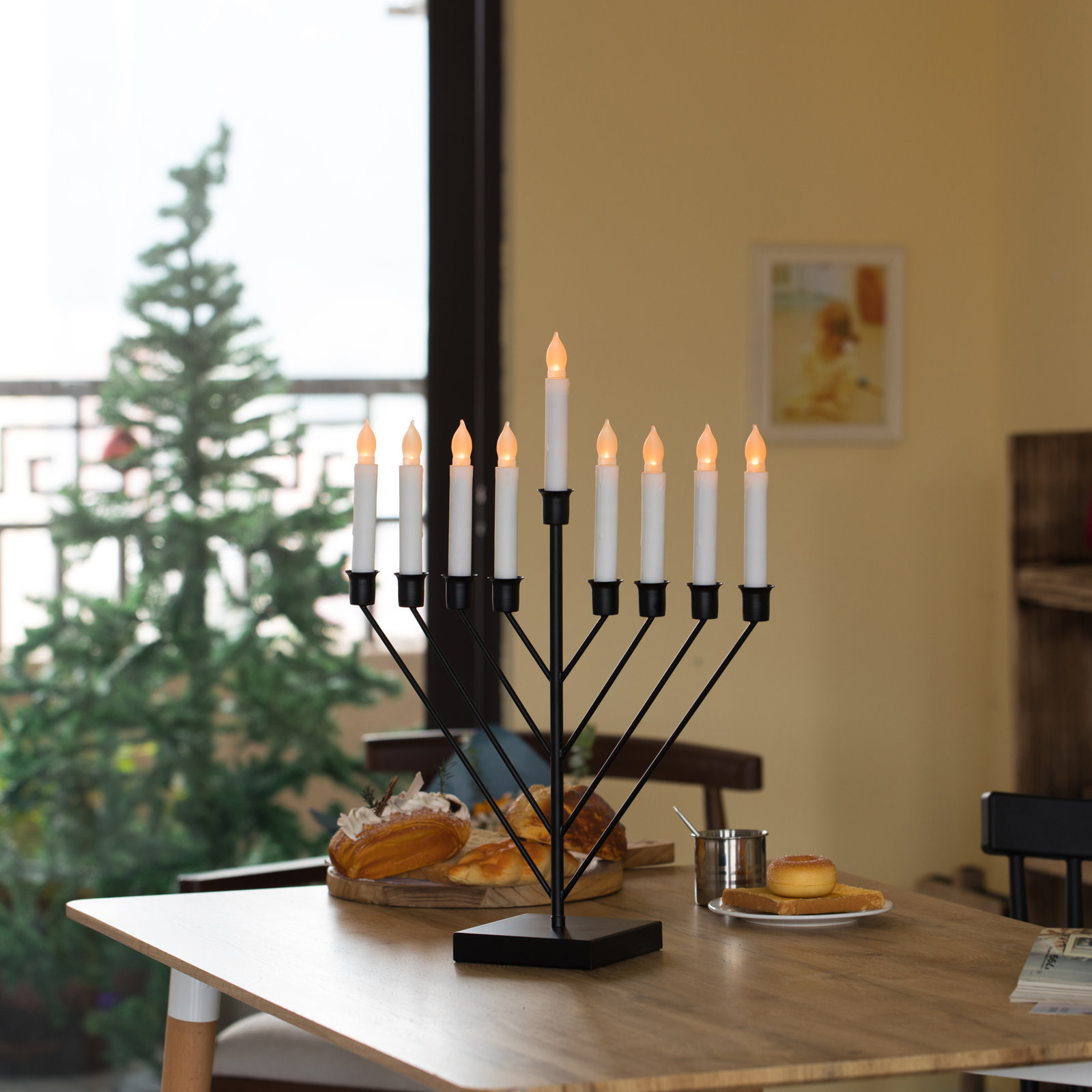 Chabad 9-Branch Electric Chanukah Menorah, Black
