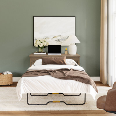 Bureau double porte Arne Wood Dream Console avec matelas et housse, chêne clair