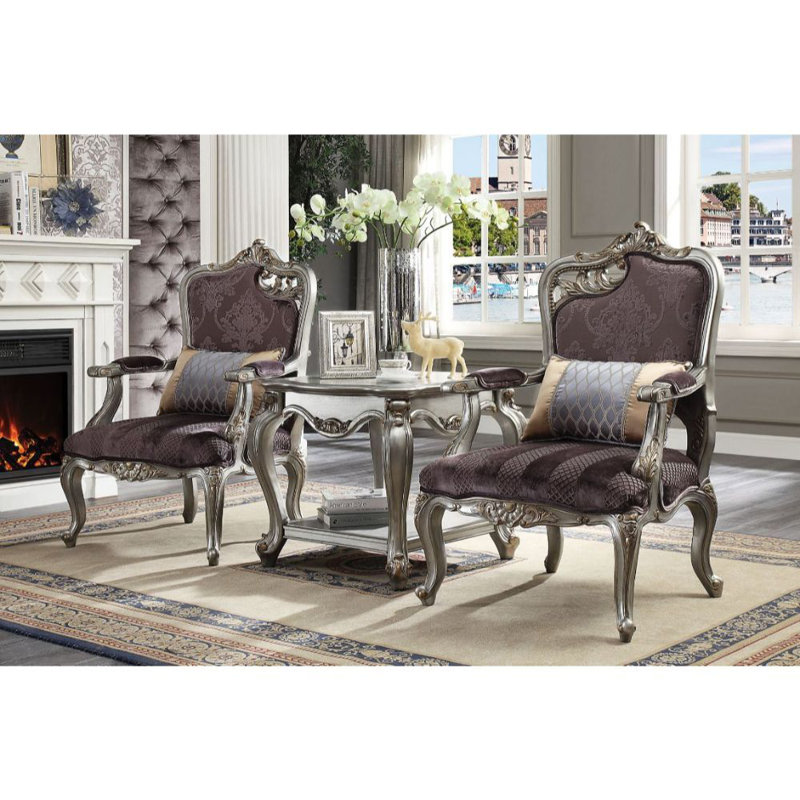Picardy 27 Wide Left Facing Leaf Armchair, Antique Platinum Fabric