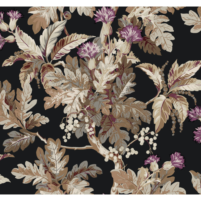 Briarwood Floral Wallpaper Double Roll, Black