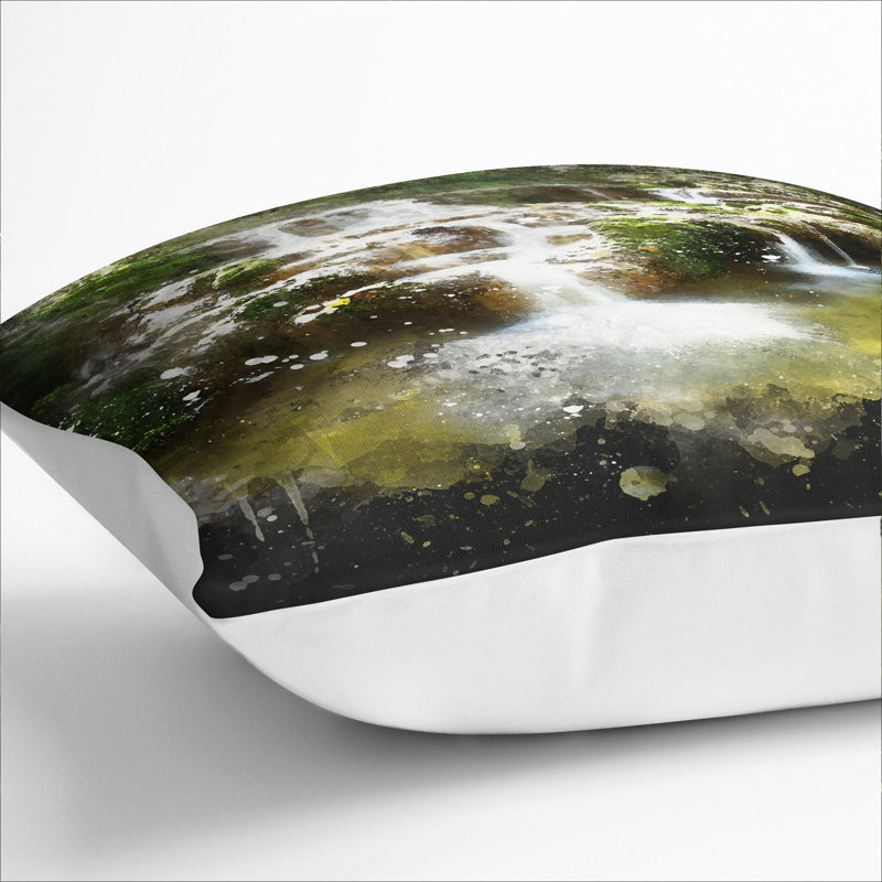 Forest Stream Vol.2 Square Throw Cushion, 55cm H x 55cm W x 20cm D, White