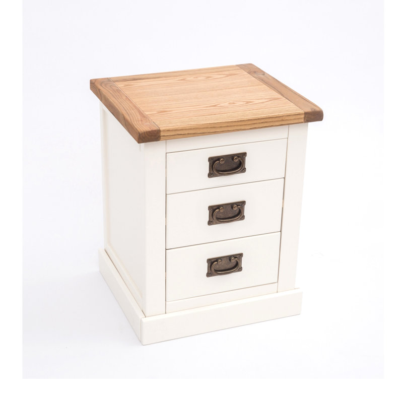 Gentry 45cm W Solid + Manufactured Wood Bedside Table, White/Oak