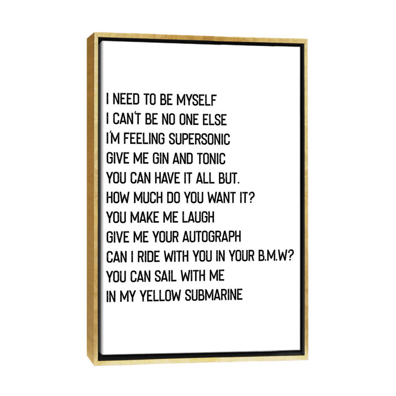 Supersonique-impression d’art textuel, Pas de tapis, H 40 po x l 26 po x P 1,5 po, Toile encadrée d'or