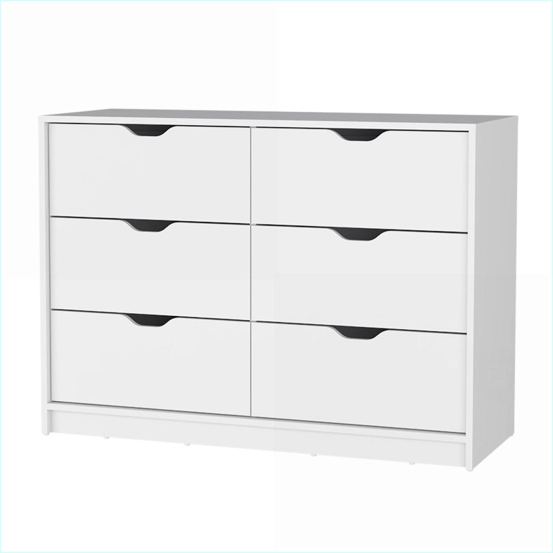 Commodes | Commode 4 tiroirs avec 2 armoires Dillon | Bois d'ingénierie | Noir, Noir